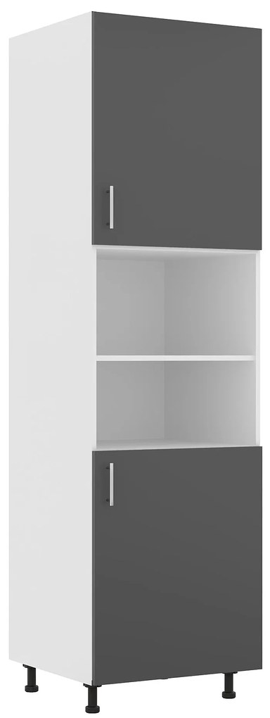 Corp Turn Karo, 2 Usi, cu spatiu cuptor, Antracit/Alb, 60 x 57 x 210 cm