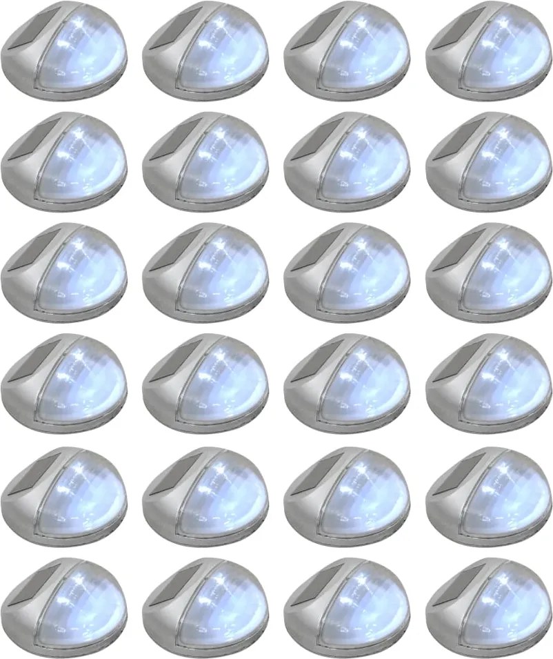 vidaXL Lămpi solare de perete exterior 24 buc. argintiu rotund LED