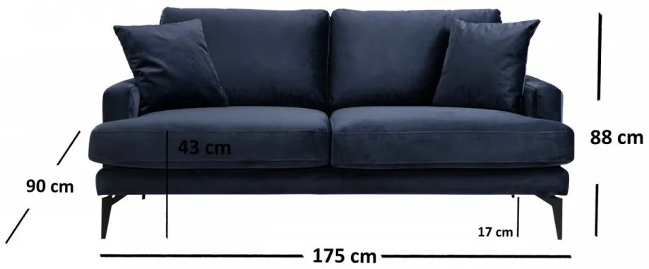 Canapea cu 2 Locuri Papira 2 Seater, Albastru Marin