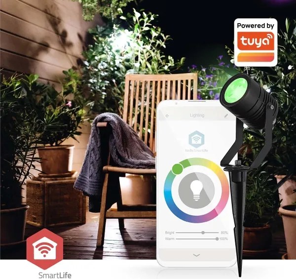 Nedis ZBLOS10RGBW3 - Set de 3 lămpi LED RGBW, reglabile, pentru exterior, LED/3W/230V, IP65, Wi-Fi Tuya