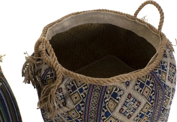 Coș de depozitare decorativ natural din fibre și bumbac, "Natural"