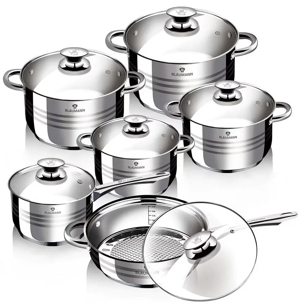 Set oale inox 12 piese cu capace Gourmet Line Blaumann BL 3896