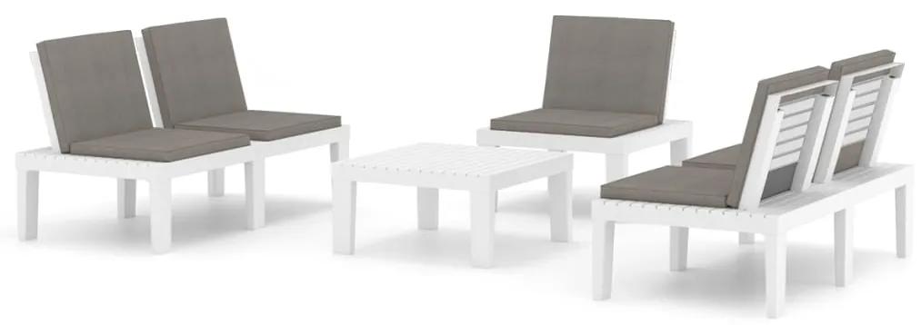 3059835 vidaXL Set mobilier de grădină cu perne, 4 piese, alb, plastic