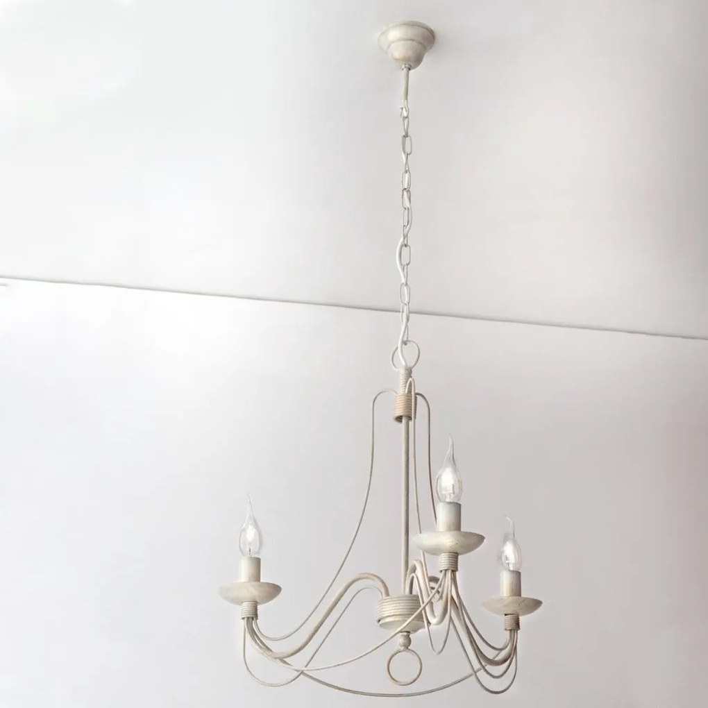 Candelabru design rustic cu 3 brate Vela, ivory