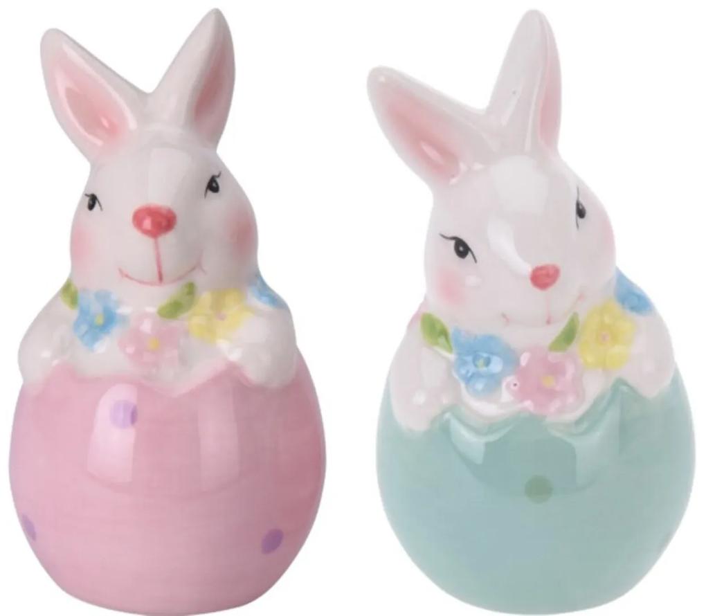 Set solnita si pepernita Bunny in dots egg, 4.5x9.5 cm, dolomita, multicolor