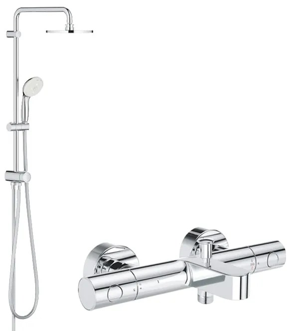 Pachet: Coloana dus Grohe 200, baterie cada/dus termostat Grohtherm 1000 Cosmo(27389002,34215002)