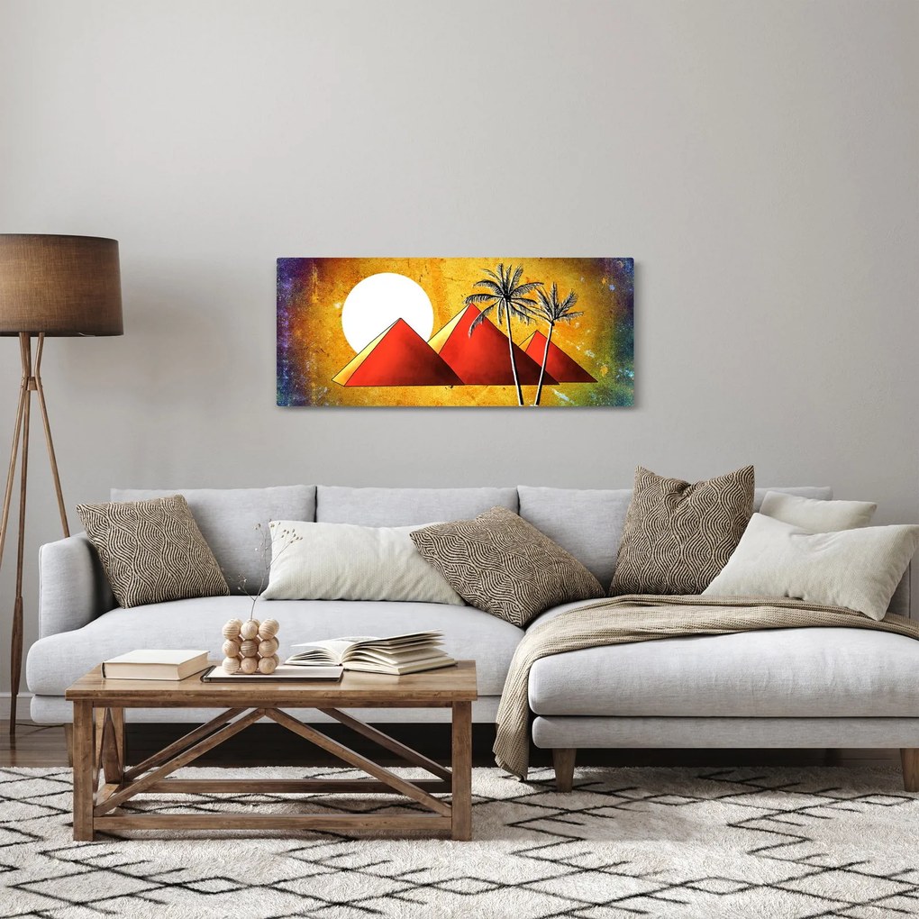 Tablou cu piramidele egiptene pictate (120x50 cm)