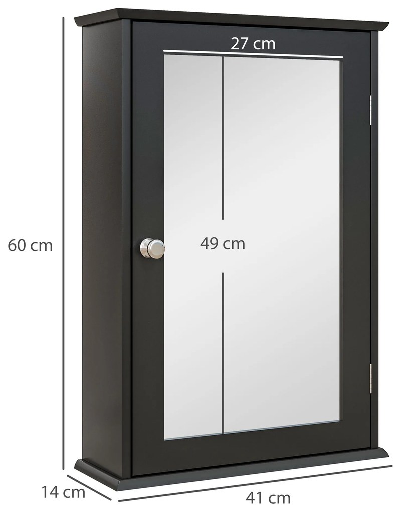 kleankin Mobilier de Baie Dulap Suspendat cu Oglindă 41x14x60cm Negru | Aosom Romania