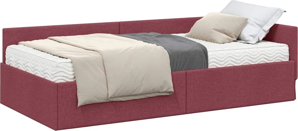 vidaXL Cadru de pat colțar cu saltea Altele Manual 2 pcs Gri țesătură