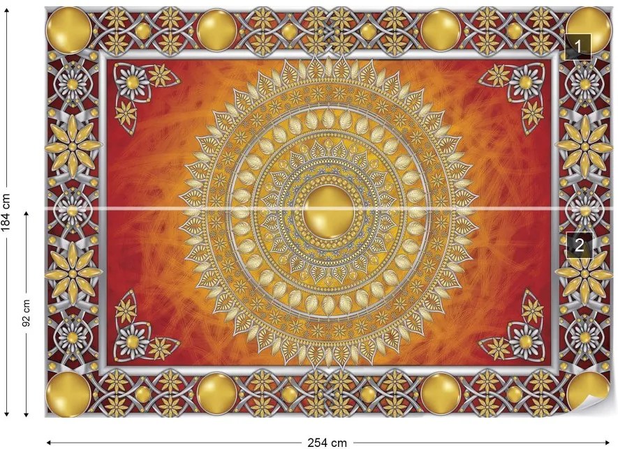 Fototapet GLIX - Tribal Pattern Red + adeziv GRATUIT Tapet nețesute - 254x184 cm
