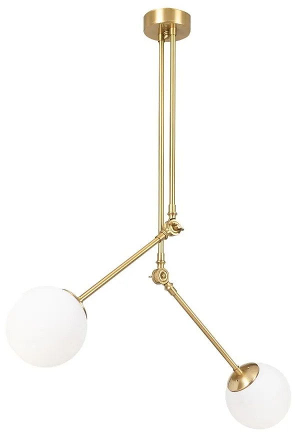 Lustră metalică cu abajur auriu Opviq lights Anatoli, alb