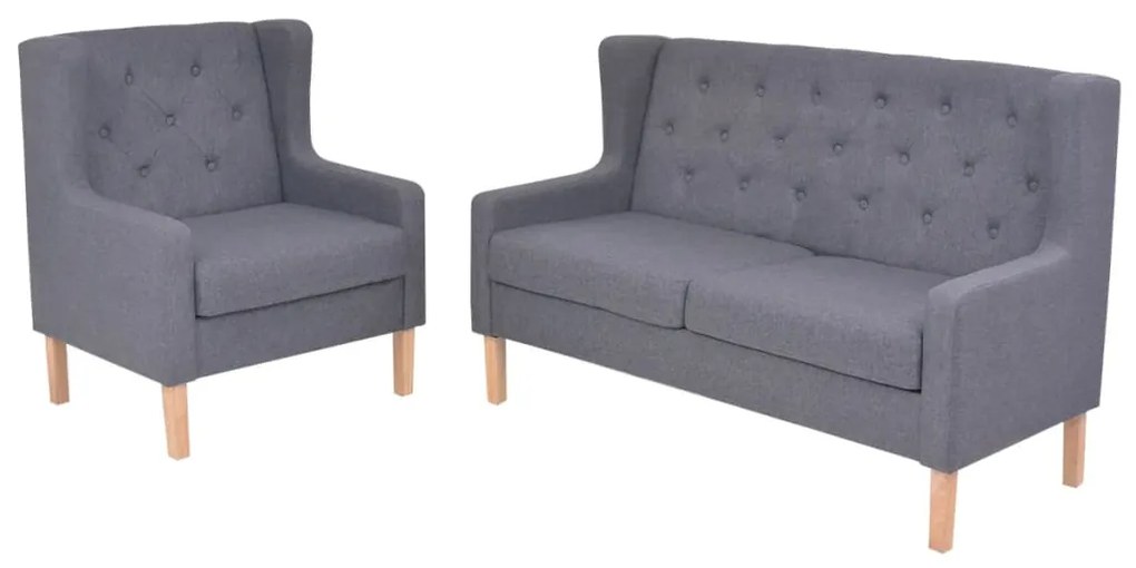 274932 vidaXL Set cu canapea, 2 piese, material textil, gri