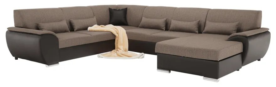 Colţar în formă de U, material textil maro/piele ecologică maro, dreapta, EMILY U