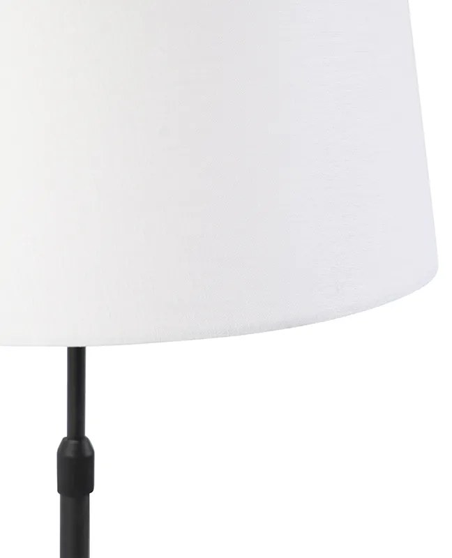 Lampă de masă neagră cu abajur din in alb 35 cm reglabil - Parte