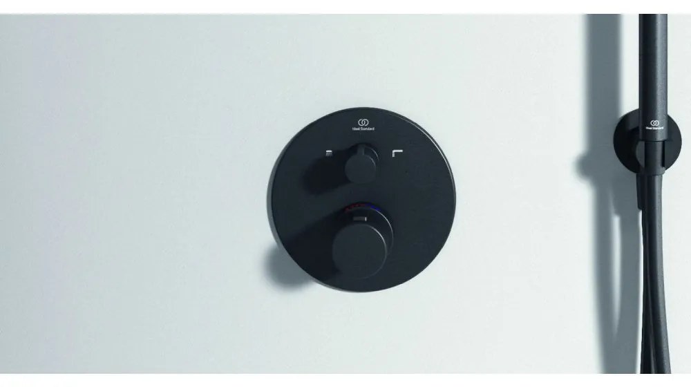 Baterie termostatata pentru cada incastrata, neagra Negru mat