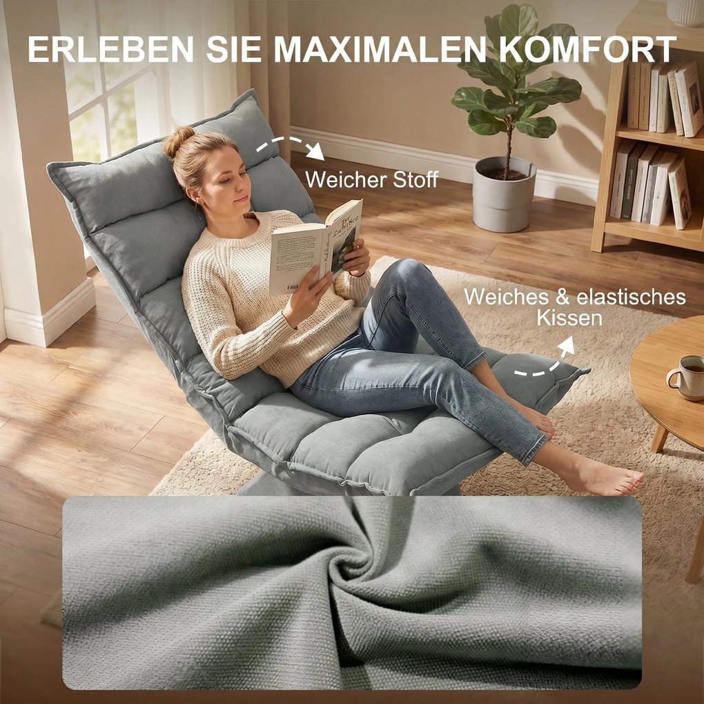 HOMCOM Scaun de podea, stil contemporan, Oțel, Material textil cu efect de catifea, 62 x 70 x 95 cm, Gri | Aosom Romania