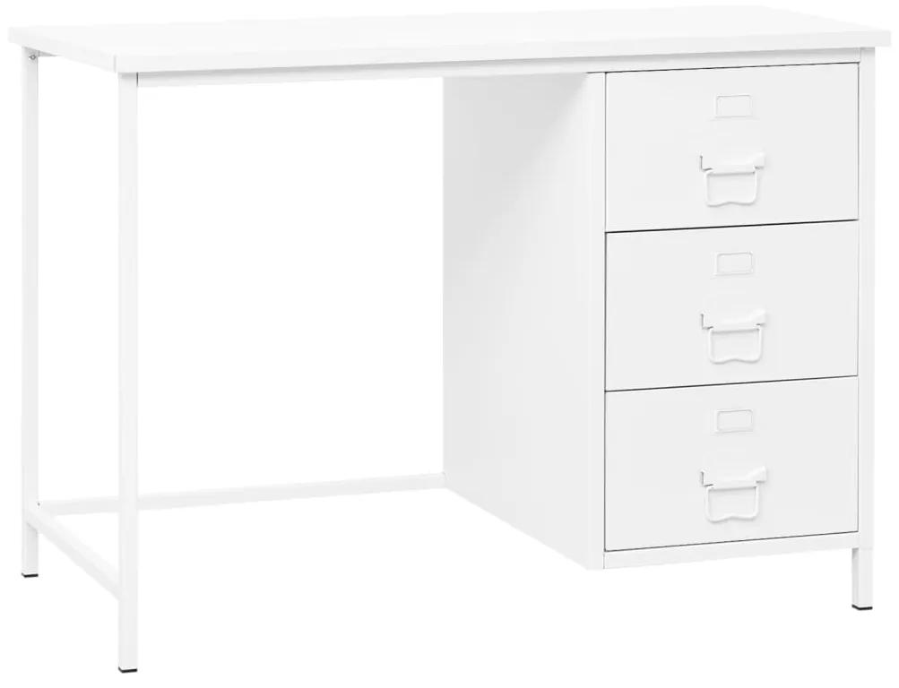 Birou cu sertare, alb, 105x52x75 cm, otel, industrial Alb