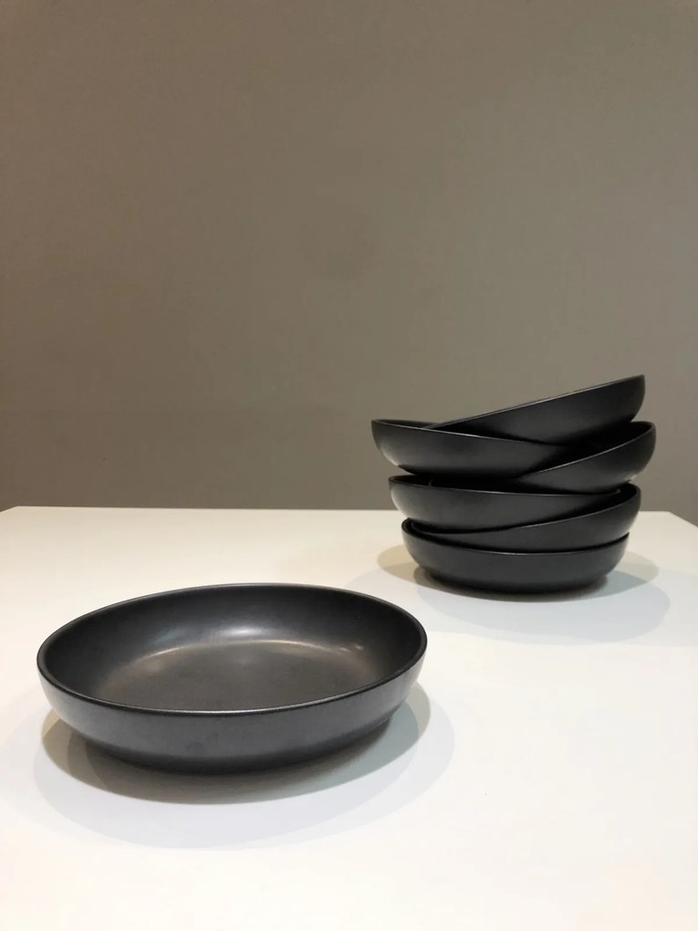 Set 48 Boluri Pasta Vulcano (Farfurie adanca si intinsa 26cm) Negru Mat Carbon