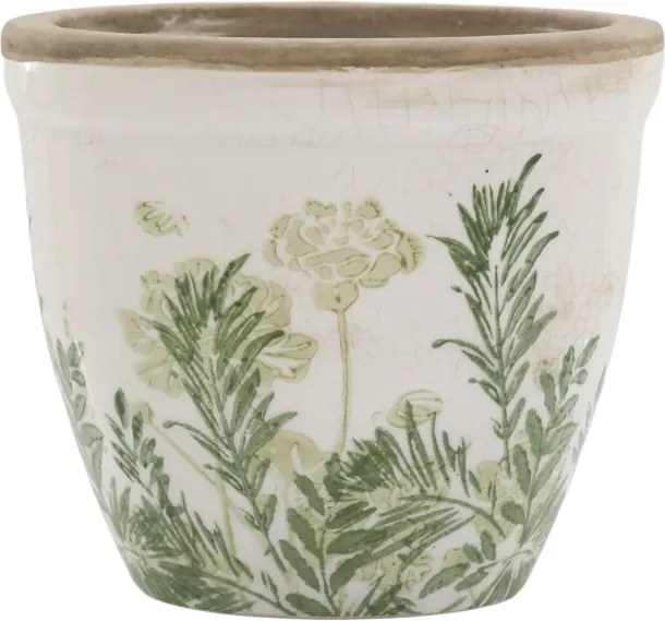 Ghiveci din ceramică cu imprimeu floral, verde, H10,5/D12,5 cm, „Laval”