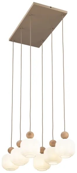 Candelabru suspendat pe cablu BALLO, 6xE14/10W/230V, bej