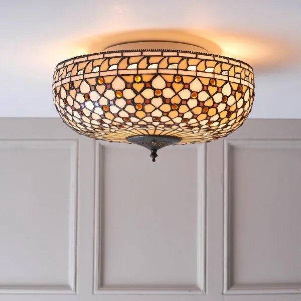 Endon 64276 - Plafonieră Tiffany MILLE FEUX, 2 x E27/60W/230V, Ø 45 cm