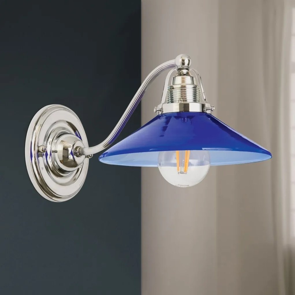 Aplica de perete rustica realizata manual ARTDESIGN, crom/ albastru-cobalt