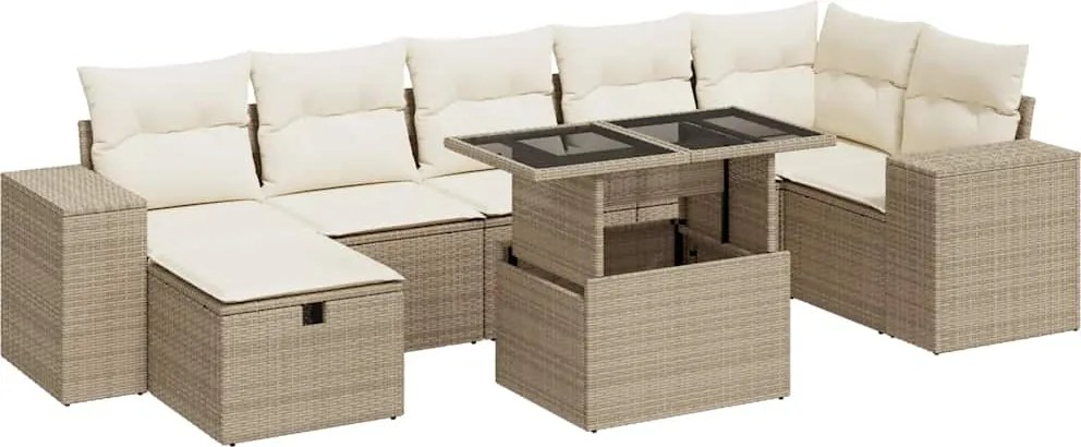 vidaXL Set canapele de grădină cu perne, 5 piese, bej, poliratan