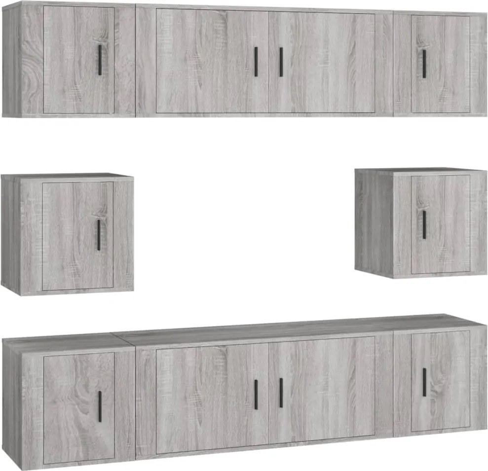 vidaXL Set dulap TV, 8 piese, gri sonoma, lemn prelucrat
