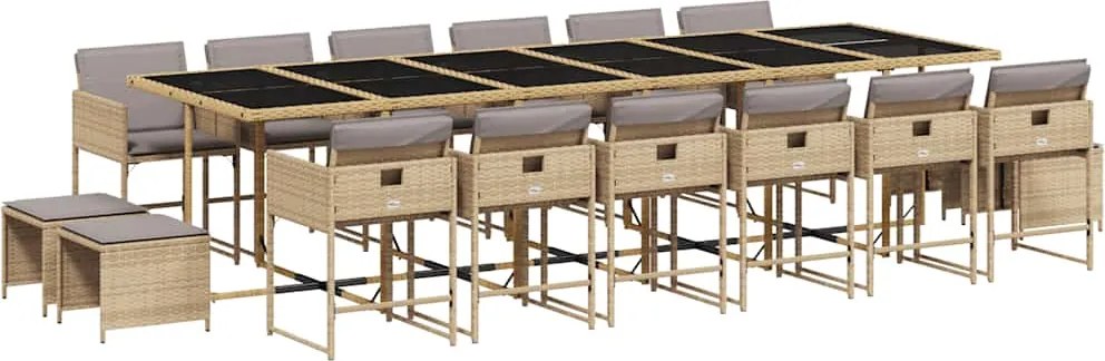 vidaXL Set mobilier grădină cu perne, 17 piese bej combinat poliratan