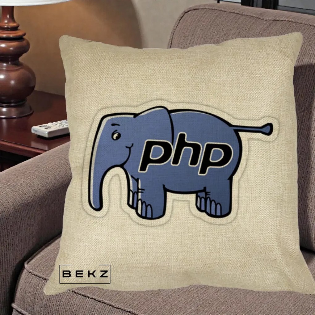 Perna Personalizata PHP Elephant, 40x40 cm, Crem, Husa Detasabila, Perna Inclusa, BEKZ®