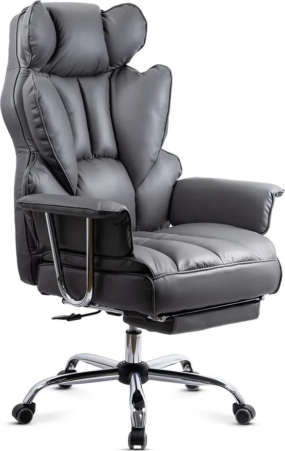 Scaun directorial gri din piele ecologica rezistent pana la 150 kg OFF 413