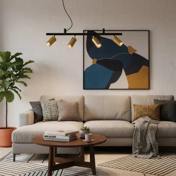 Lustră LED pe cablu Ideal Lux DYNAMITE 4xGU10/7W/230V CRI 90 negru/alamă