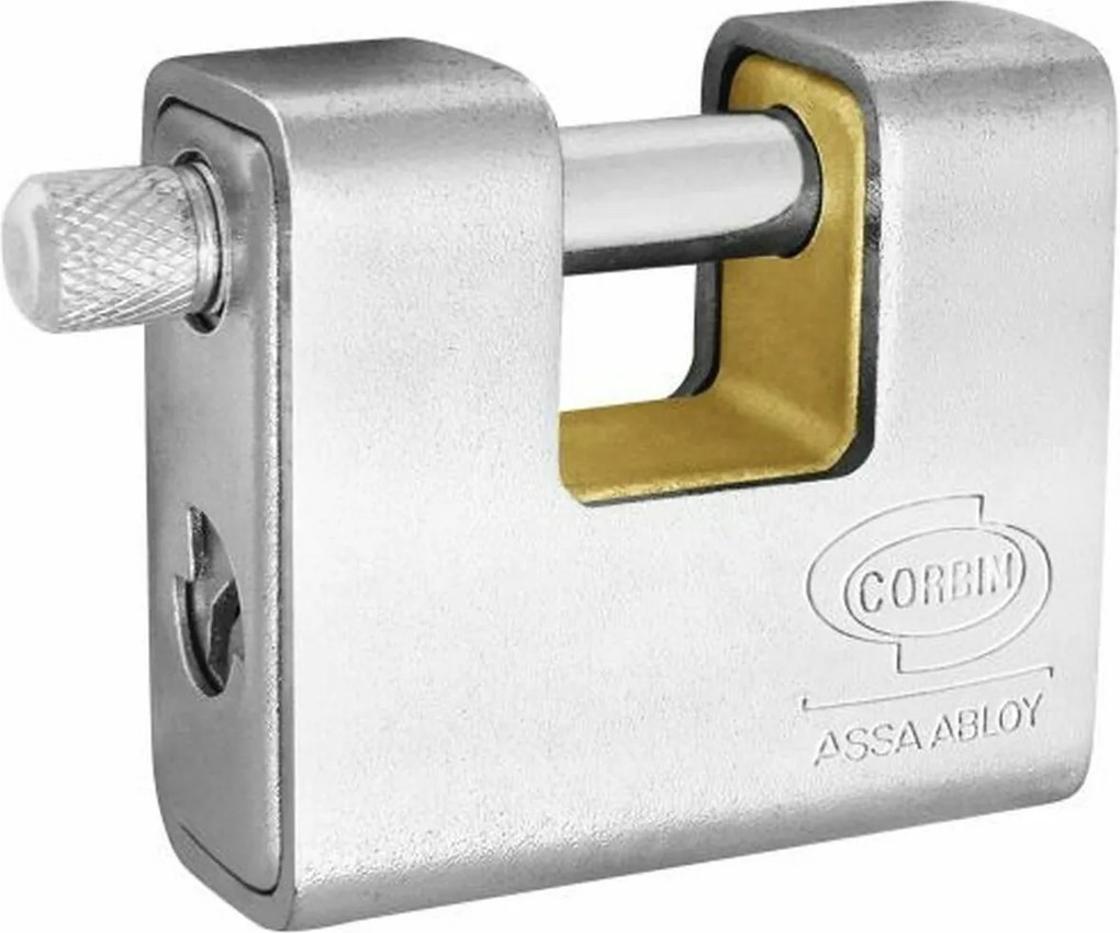 Lacăt cu cheie CORBIN Dreptunghiular Metal Alamă Oțel Blindat