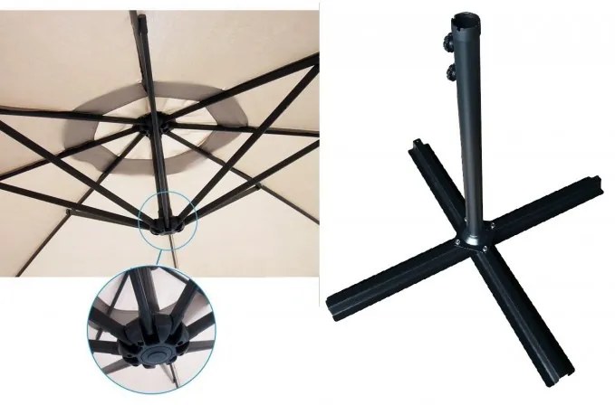 ShopJK UMBRELĂ DE SOARE PENTRU GRĂDINĂ 350 CM GRI