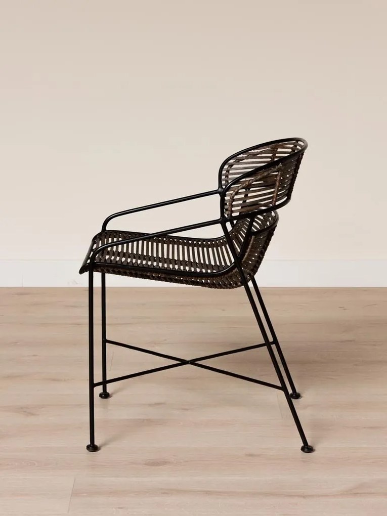 Scaun maro din metal si rattan, "Zeyra"