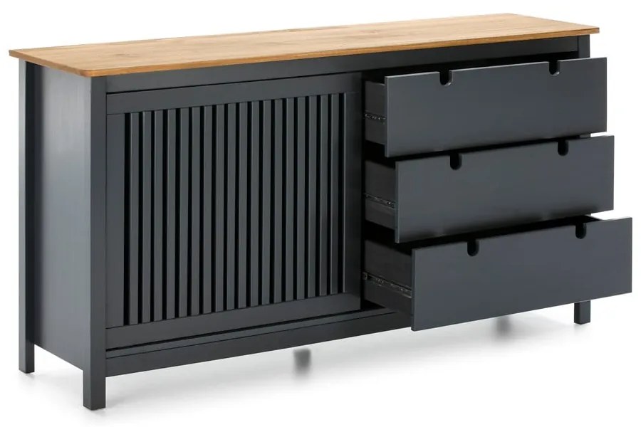 Comodă din lemn Marckeric Bruna, gri