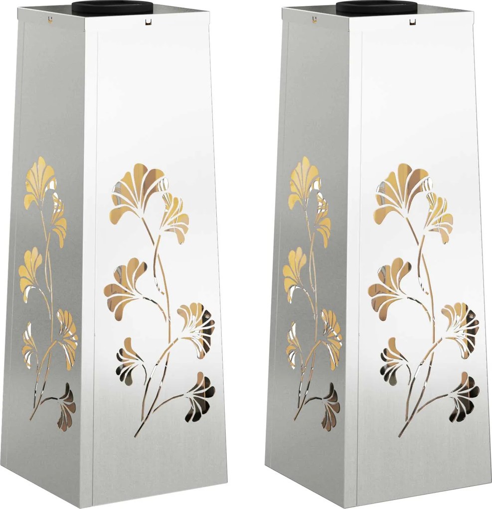 vidaXL Lumină LED Solară pentru Alei 2 pcs Argintiu Oțel galvanizat