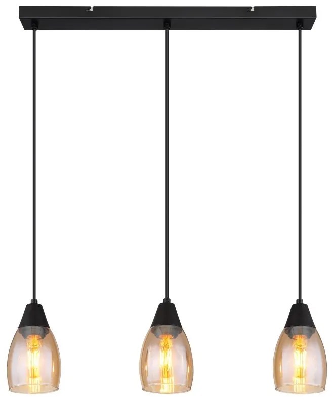 Lustra suspendata design modern REID negru, chihlimbar