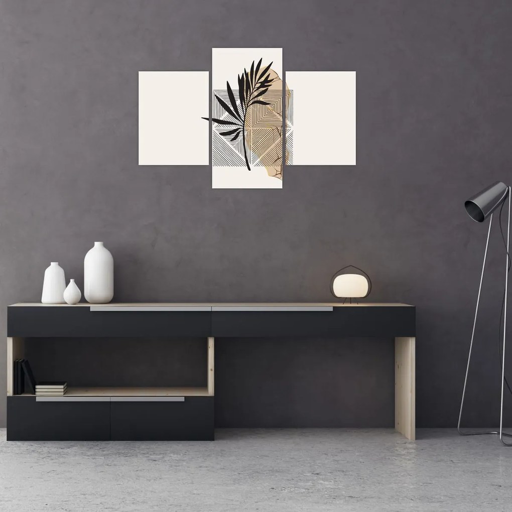 Tablou - Abstracție cu frunze tropicale N⁰1 (90x60 cm)