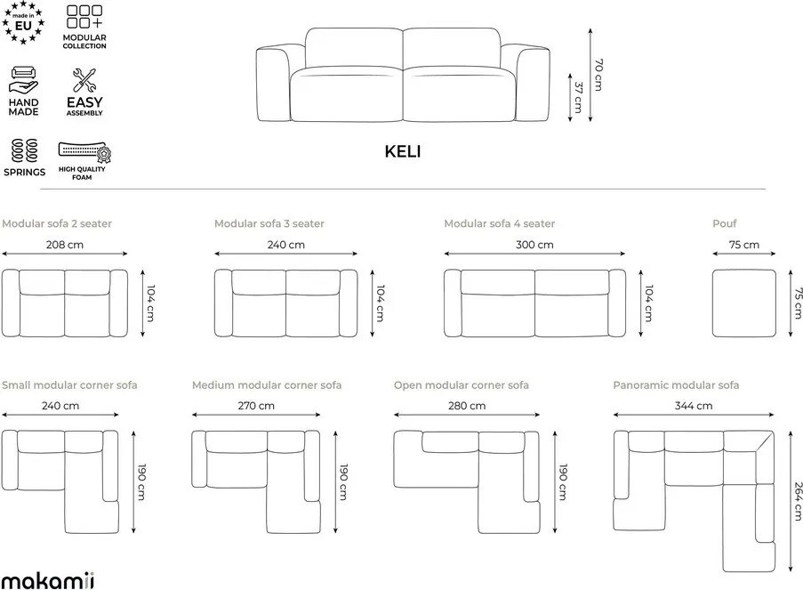 Colțar verde (cu colț pe partea stângă/cu șezlong) Keli – Makamii