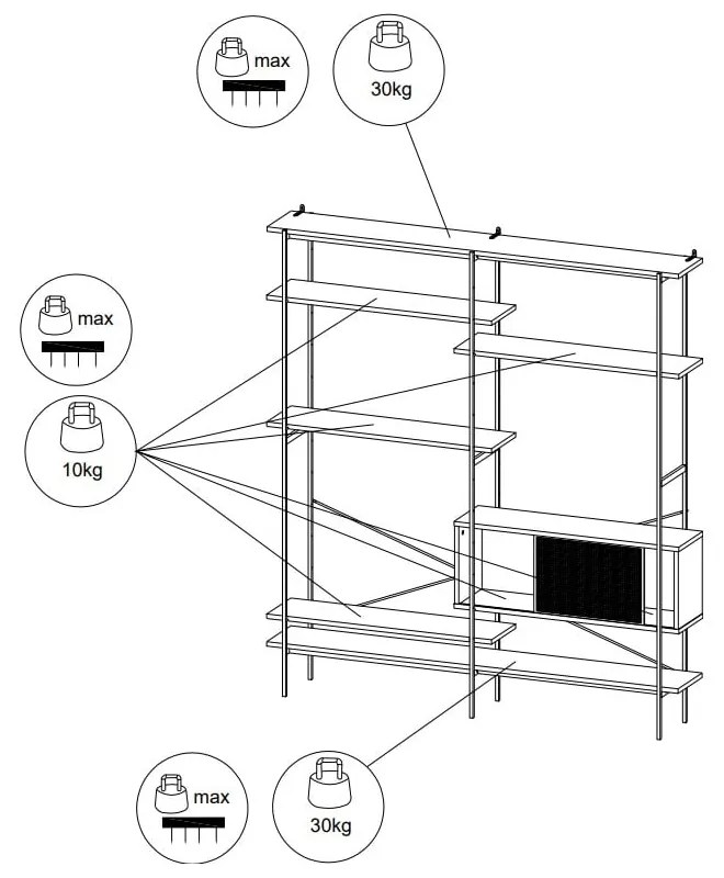 Bibliotecă neagră/în culoare naturală cu aspect de lemn de stejar cu ușă glisantă 172x188 cm Angus – Actona