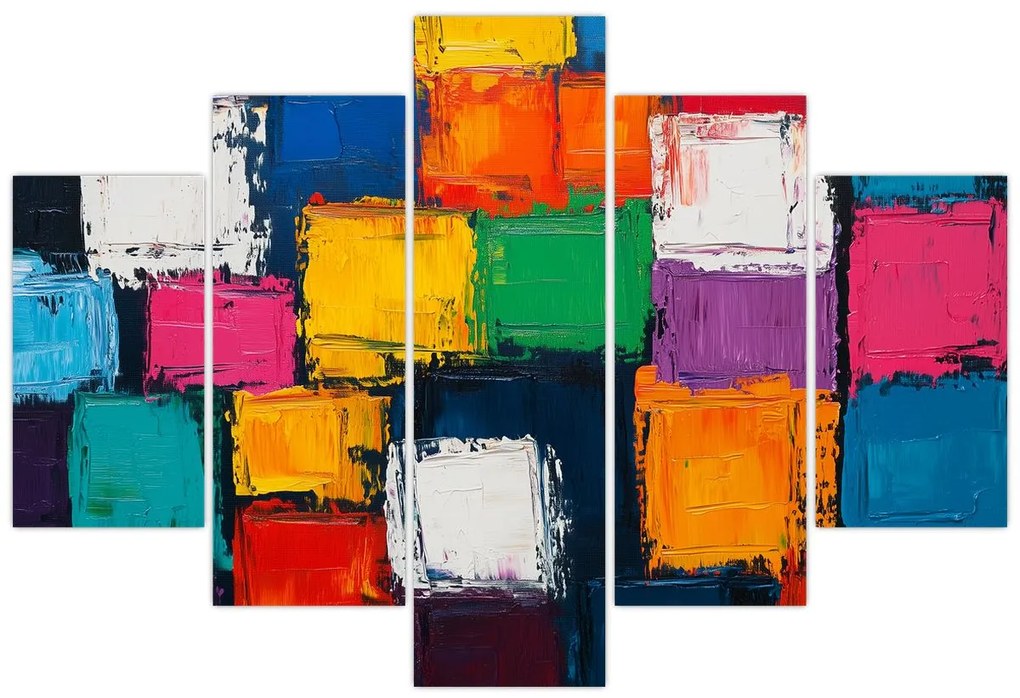 Tablou - Pictură cu pătrate colorate (150x105 cm)