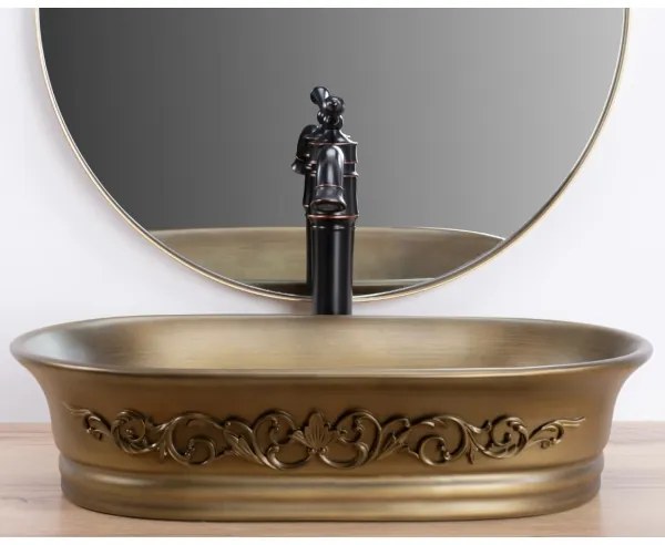 REA-U3305 - Lavoar pentru blat WILMA RUSTIC 38x55 cm ceramică/cupru