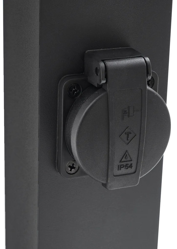 Lampă de exterior neagră cu țăruș de sol și presetupe 65cm inclusiv soclu IP44 - Baleno