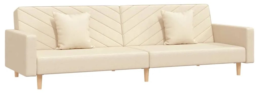 337607 vidaXL Canapea extensibilă cu 2 locuri, 2 perne, crem, textil
