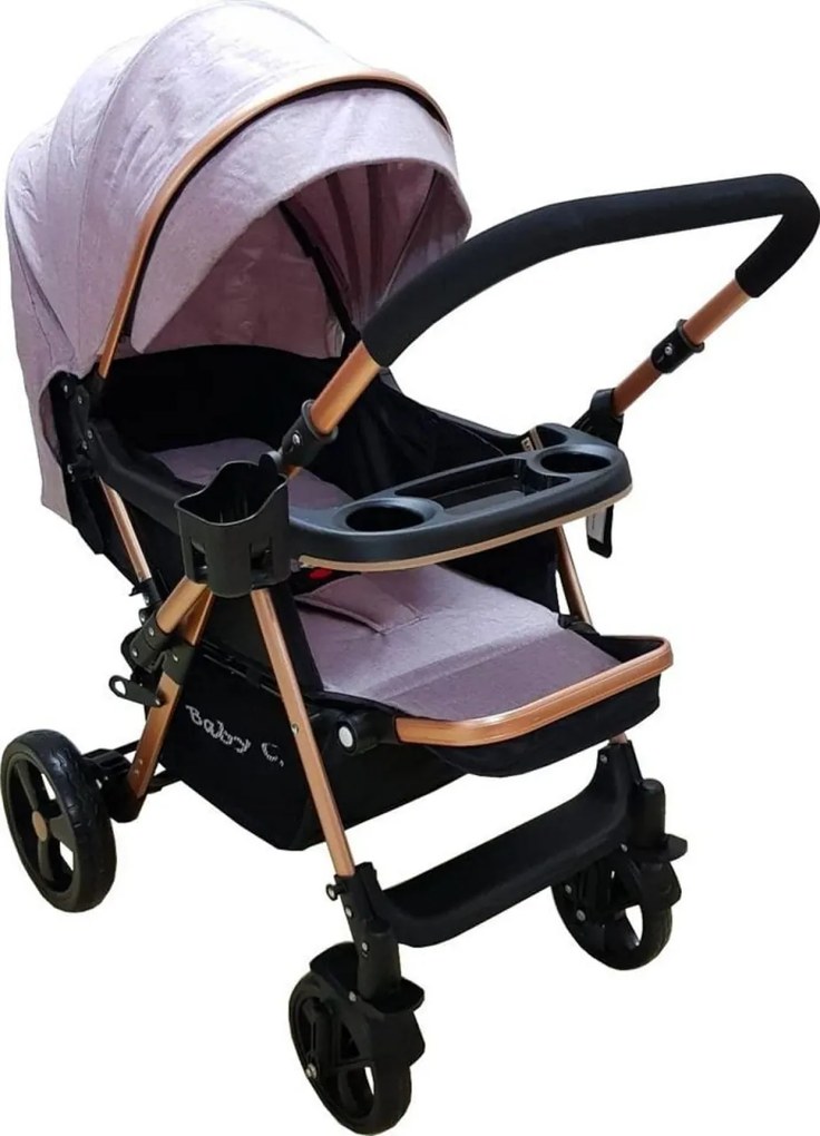 Carucior nou nascuti 2 in 1 BABY CARE™ PRO 511, Cadru aluminiu, Maner reversibil, Spatar reglabil in 5 trepte, Amortizoare, Frana picior,Pliabil , Gri