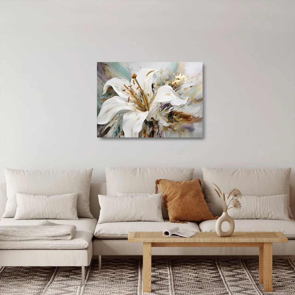 Tablou pe sticlă - Abstracție cu crin (70x50 cm)