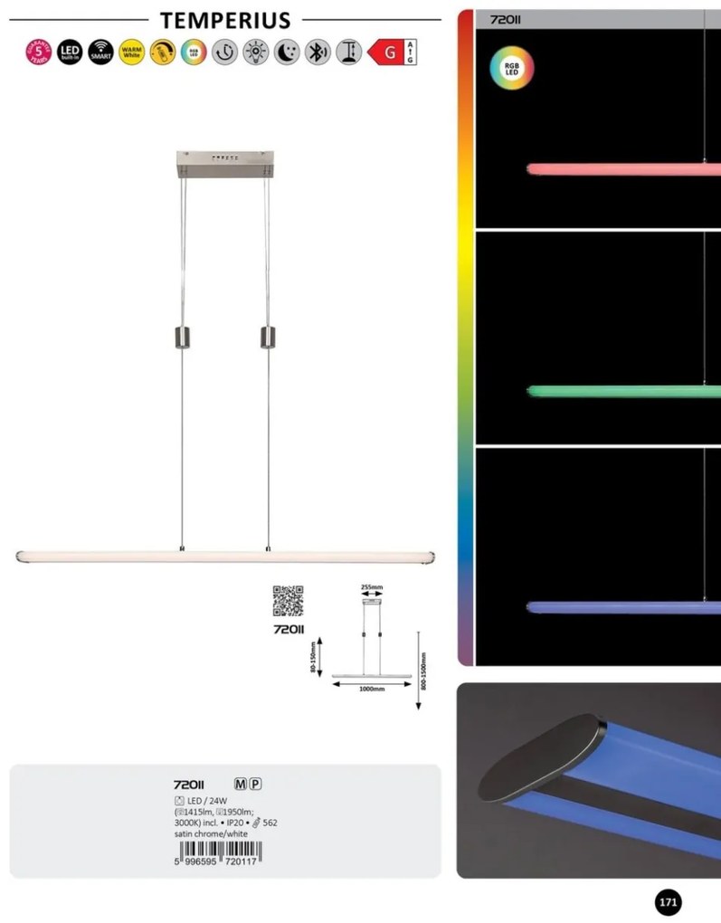 Lustra LED smart cu LED RGB si telecomanda Temperius