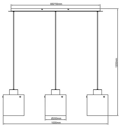 Brilliant - Pendul BETH pe cablu 3xE27/60W/230V negru/fumuriu