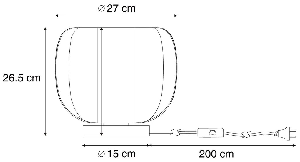 Lampă de masă Japandi neagră cu abajur bej din in 28cm - Nami